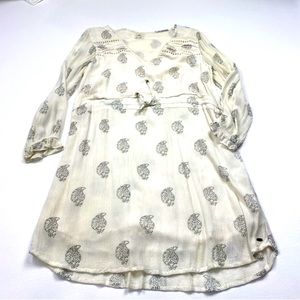 Classic O’Neill Gauze Lined White Dress Black Paisleys  Size Medium